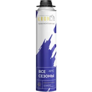 Монтажная пена KRONbuild 65 пистолетная профессиональная всесезонная 850мл/950гр