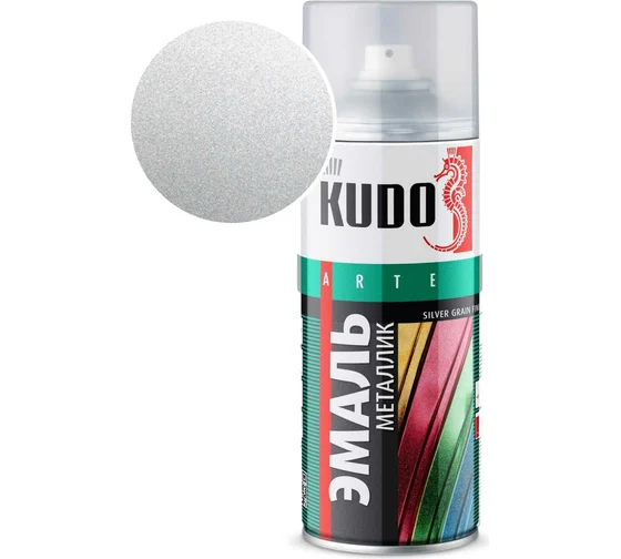 Эмаль металлик универсальная быстросохнущая KUDO SILVER GRAIN FINISH серебро KU-1026
