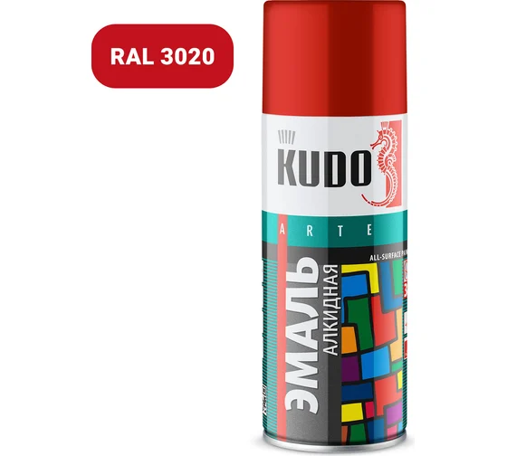 Универсальная эмаль KUDO красная 520 мл KU-1003