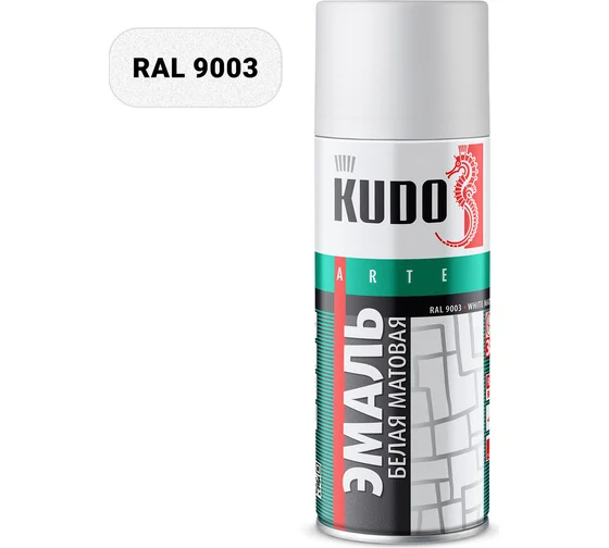 Эмаль KUDO универсальная матовая RAL 9003 белая 0.52 л KU-1101