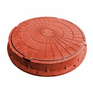 Люк круглый легкий полимерно-песчаный (красный) 3т  Ф580*756